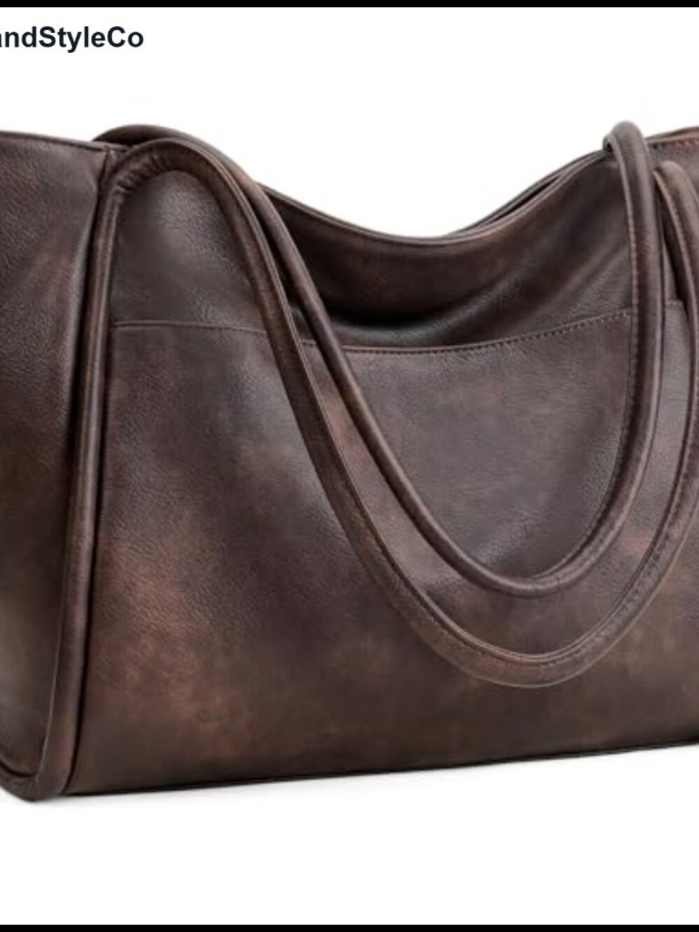 Vegan Leather Tote Bag Women Zipper Shoulder Travel Purse
